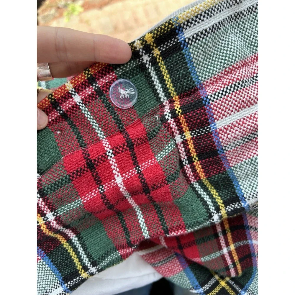 Pottery Barn Stewart Plaid Tartan Duvet Cover King / Cal King White Red Green